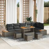 vidaXL 10-dijelni vrtni kauč set s jastučićima sivi poli ratan akacija | shoptok.hr