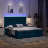  Otomanski okvir kreveta s madracima plavi 200x200cm baršunasti | shoptok.hr