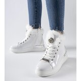 Gemre White patent leather sneakers with fur Fiemme | Shoptok.si