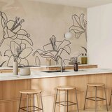  Foto tapeta - Sketch of nature - minimalist lineart with lily flowers on a beige background 150x105 | shoptok.hr