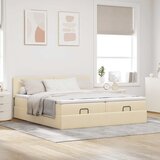  Otomanski okvir kreveta s madracima krem 180x200cm od tkanine | shoptok.hr