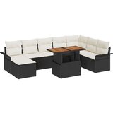  Vrtna garnitura - 8-dijelni vrtni blagovaonski set s jastučićima Crni poli ratan akacija | shoptok.hr