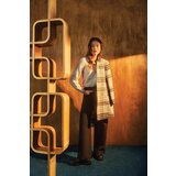 Marisse Double-Breasted Check Coat Cene