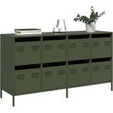 vidaXL Komoda olivno zelena 135x39x73,5 cm hladno valjano jeklo | Shoptok.si