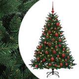  Umjetno božićno drvce s kuglicom 150 cm 150 LED lampica - Zelena 150 cm s LED-ima i crvenim lopticama | shoptok.hr