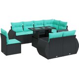  Vrtna garnitura - 9-dijelni set vrtnih sofa s jastucima crni od poliratana bagrem - Crna sa spremištem 1 | shoptok.hr