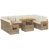 vidaXL 10-dijelni set vrtnih sofa s jastucima bež od poliratana bagrem | shoptok.hr