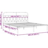  Metalni okvir za krevet s uzglavljem bijeli 160x200 cm | shoptok.hr