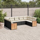 vidaXL 9-dijelni set vrtnih sofa s jastucima crni od poliratana | shoptok.hr