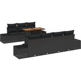 vidaXL 8-delni vrtni kavčni set s blazinami Črn poli ratan, (22091639) | Shoptok.si