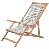  Zložljiv stol za na plažo blago in lesen okvir večbarven | Shoptok.si
