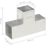 Spojnici za stupove u T-obliku 4 kom pocinčani metal 101x101 mm | shoptok.hr