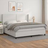 Maison Chic Box spring postelja - Vzmetna postelja z vzmetnico bela 200x200 cm umetno usnje SL14923, (21905787) | Shoptok.si