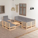 The Living Store Vrtna sedežna garnitura 9-delna z blazinami trdna borovina - Vrtna Sedežna Garnitura, (21469680) | Shoptok.si