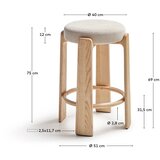 Kave Home Bež/u svijetloj prirodnoj boji barska stolica od čvrste jeseni (visine sjedala 75 cm) Granite – | shoptok.hr