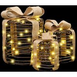 vidaXL Dekoracija Darilne Škatle 3 pcs Toplo bela Ratan | Shoptok.si