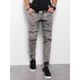 Ombre Men's marbled JOGGERS pants with decorative stitching - gray Cene