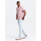Ombre Melange men's polo shirt with striped collar - rose melange | Shoptok.si