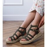 Gemre Green espadrille sandals on a low platform Amur | ePonuda.com