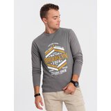 Ombre Men's collegiate style printed longsleeve - grey | Shoptok.si