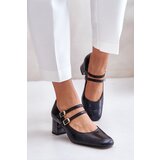 Laura Messi Leather Heels With Straps On The Block Black 2857 | shoptok.hr