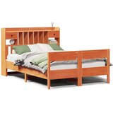 vidaXL Knjižna postelja brez vzmetnice vošč. rjava 140x190 cm borovina | Shoptok.si