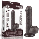 Sliding-Skin - slojeviti dildo s testisima - 18,3 cm (smeđa)