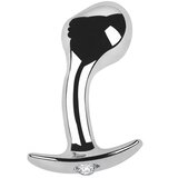 SuperLove Metal Prostate Plug Silver-Clear Gem Small u