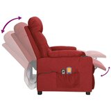  Električni masažni naslonjač od tkanine crvena boja vina | shoptok.hr