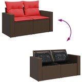  Vrtna garnitura - 11-dijelni set vrtnih sofa od poliratana s jastucima smeđi - Smeđa sa staklenim stolom 6 | shoptok.hr