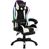  Racing stol z RGB LED lučkami belo in črno umetno usnje, (20669292) | Shoptok.si