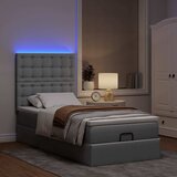 vidaXL Otomanski posteljni okvir z vzmetnico siv 100x200 cm blago | Shoptok.si