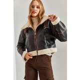 Bianco Lucci Women's Collar Belted Laminated Jacket | Eponuda.ba