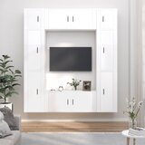  8-dijelni set TV ormarića sjajni bijeli konstruirano drvo | shoptok.hr