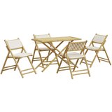 vidaXL 5-dijelni sklopivi bistro set s krem bijelim jastucima bambus | shoptok.hr