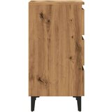 vidaXL Nočna omarica s kovinskimi nogami artisan hrast 40x35x69 cm | Shoptok.si