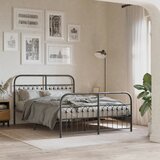 Maison Chic Kovinski Posteljni okvir - Dvoposteljna postelja - Zakonska postelja z vzglavjem in vznožjem črn 140x190 cm, (21697252) | Shoptok.si