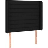 Maison Chic posteljno vzglavje - vzglavna omarica - nočna omarica z ušesi črno 93x16x118/128 cm blago, (21712208) Cene