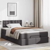 vidaXL Otomanski posteljni okvir z vzmetnico siv 120x200 cm um. usnje | Shoptok.si