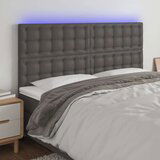  LED posteljno vzglavje sivo 160x5x118/128 cm umetno usnje, (20951592) Cene
