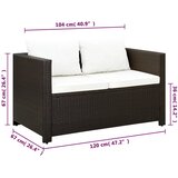  3-dijelni bistro set od poliratana s jastucima smeđi | Eponuda.com
