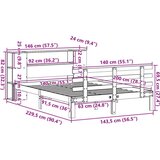 vidaXL Krevet s regalom za knjige bez madraca 140x200 cm od borovine | shoptok.hr