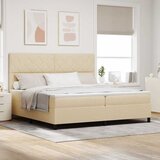  Krevet s opruga kutije s uzglavljem Krema 200 x 200 cm tkanina | shoptok.hr