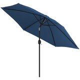  Vrtni suncobran s LED svjetlima i čeličnim stupom 300 cm azurni | Shoptok.si