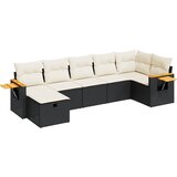  7-dijelni set vrtnih sofa od poliratana s jastucima crni Slike