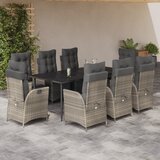 vidaXL Vrtna jedilna garnitura 9-delna z blazinami sv. siv poli ratan | Shoptok.si