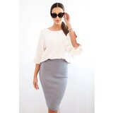 Kesi Włoski Women's viscose skirt made of elastic knit gray | shoptok.hr