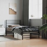 Metalni okvir kreveta uzglavlje i podnožje crni 90 x 200 cm | shoptok.hr