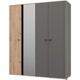 MID.YOU OMARA ZA OBLAČILA, barve grafita, črna, hrast artisan | Shoptok.si