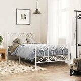Maison Chic Kovinski Posteljni okvir - Enojna postelja - Postelja za odrasle z vzglavjem in vznožjem bel 100x190 cm, (21696431) | Shoptok.si